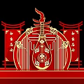 Chinese Traditional Photo Spot With Red Lute Decor And Spring Festival Temple Fair Elements