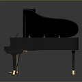 Elegant Black Grand Piano with Open Lid Red Interior and Gold Legs for Daily Life