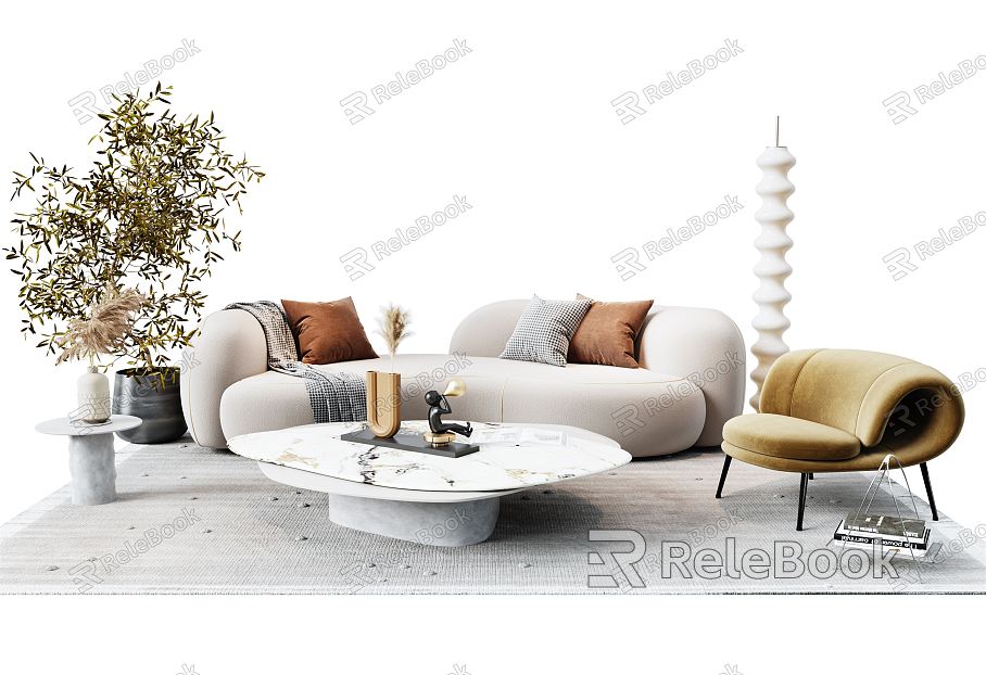 Modern sofa coffee table combination model