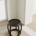Black Modern Stool With Round Top And Openwork Sleek Design 3d model