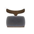 Modern Leisure Chair with Gray Upholstered Seat and Wooden Armrests Design