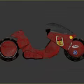 Red Motorcycle With Unique Design Gray Windshield And Distinctive Logos