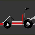 Red And White Block Design Toy Race Car With Black Wheels And Rear Spoiler