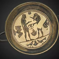 Ancient Two Handled Bowl Traditional Household Item with Figural Motifs Floral Decorations Bird Elements