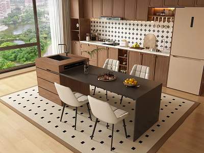 Middle Ancient Style Island Table and Chair Restaurant 3d model
