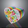 Heart Shaped Colorful Striped Food Art With Fruit And Flower Decorations