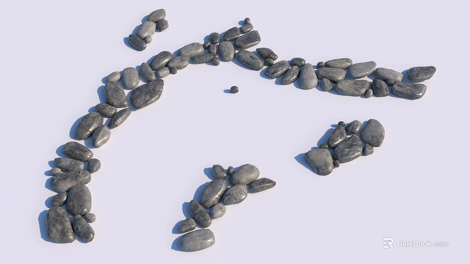 Natural Stone And Wooden Decorative Elements In Creative Arrangement 3d model 