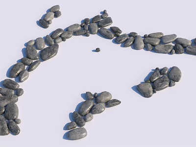 Natural Stone And Wooden Decorative Elements In Creative Arrangement 3d model