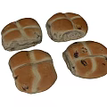 Freshly Baked Hot Cross Buns With Cross Patterns And Plump Raisins On White Background