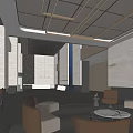 TEIN PAO Modern Lobby Interior With Blue Water Feature And White Walls
