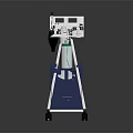 Mobile Medical Equipment With Blue Main Body White Control Panel And Rolling Wheels