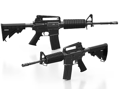 Modern Tactical Black Rifles With Detachable Magazines And Adjustable Stocks 3d model