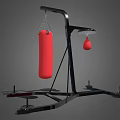 Black Boxing Stand With Red Punching Bag And Red Speed Bag For Home Gym Training