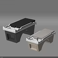 Modern Two Colored Bench Seats With Arched Bases And Flat Tops 3d model