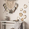 Bohemian Room Decor With Macramé Wall Hangings Feather And Leaf Art