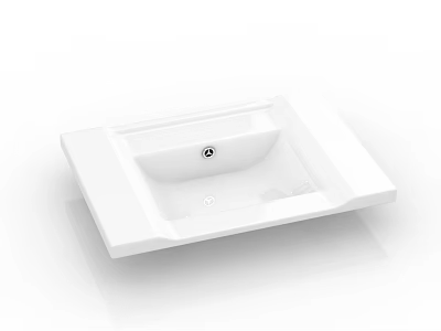 Modern White Square Washbasin With Sleek Surface And Minimalist Design 3d model