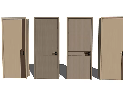 Wooden Swing Doors With Various Light Brown Designs For Interior Spaces 3d model