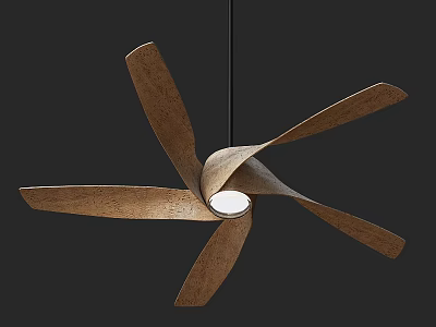 Modern Wooden Pendant Light With Radial Leaf Shaped Blades And Central White Light 3d model