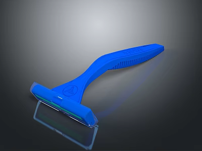 Blue Manual Razor With Ergonomic Handle For Daily Personal Grooming 3d model