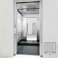 Modern Elevator Interior Design With Stainless Steel Mirror Finish And Control Panel 3d model