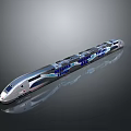 Modern High Speed Train With Streamlined Design And Silver Blue Multiple Carriages 3d model