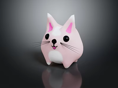 Cute Pink Cat Shaped Piggy Bank With White Ears Black Eyes And Whiskers 3d model