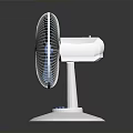 Modern Desktop Electric Fan With White Base And Blue Blades Design