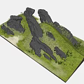 Garden Miniature Design With Green Grass Large Rocks And Small Plants