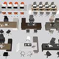 Modern Office Desks In Various Styles With Matching Chairs And Workspace Items