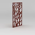 Red Metal Carved Panel With Tree Branch Pattern For Interior Decor 3d model