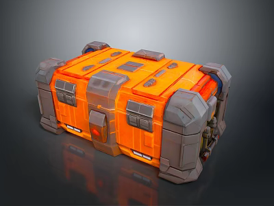 Orange And Gray Industrial Style Storage Box With Panel Structure For Daily Household Use 3d model