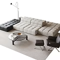 Modern Sofa and Coffee Table Set with Gray Sectional Black Accent Chair Ottoman and Rug