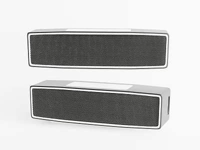 Modern Rectangular Portable Speakers with Mesh Grille and Silver Frame for Desktop Use 3d model