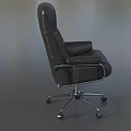 Black Leather Office Chair With High Back Armrests Silver Metal Base And Wheels