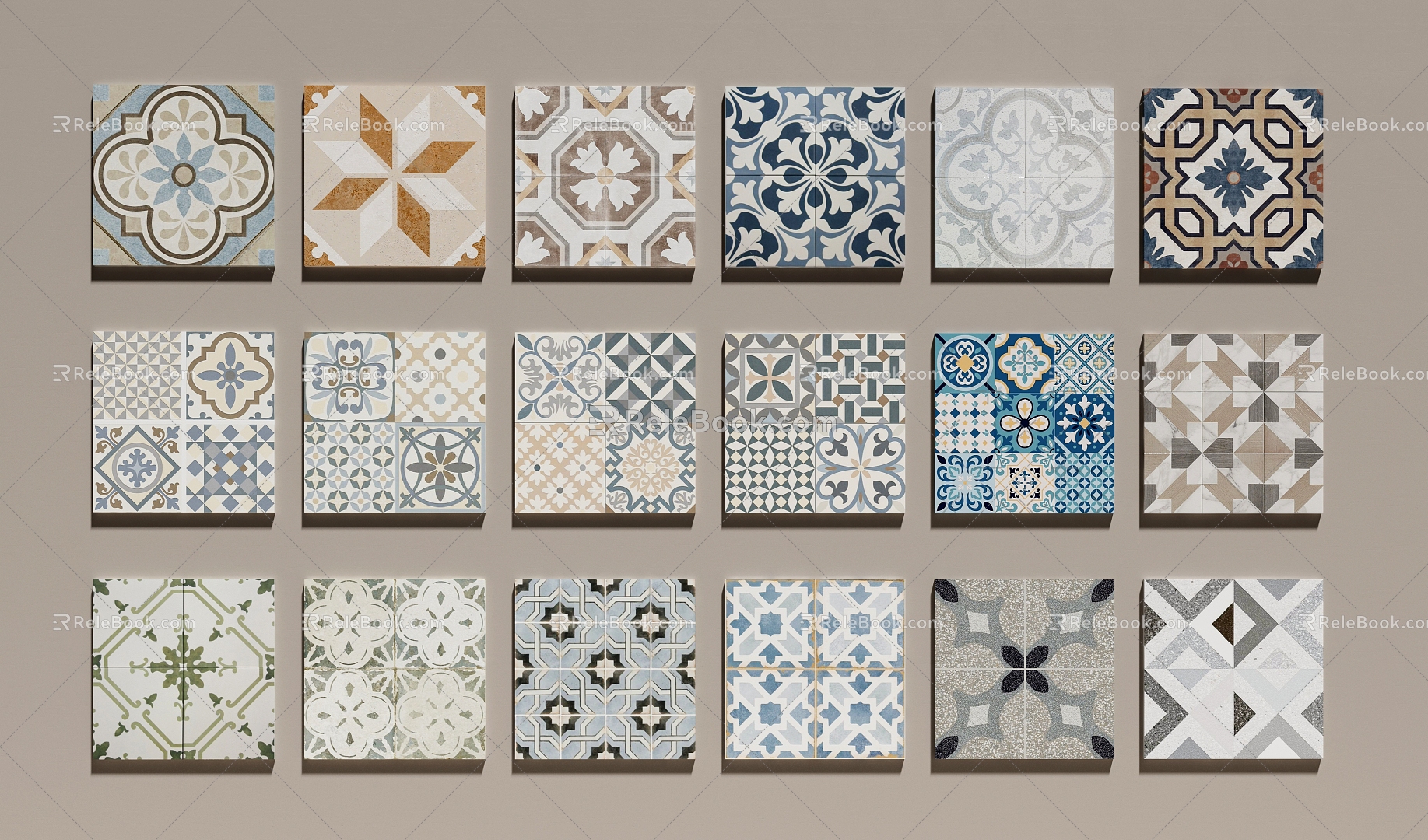 Stone mosaic floor tile mosaic floor tile tile 3d model