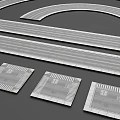 Road Facilities Featuring Straight Lanes Curved Sections And Striped Pedestrian Tiles