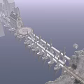 Historic Stone Bridge With Arches Connecting Ancient Buildings Over Water Near Rocky Terrain
