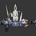 Smart Machine Robot Model With Blue White Armor Red Accents Wing Structures And Sword Weapons 3d model