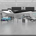 Modern Car Showroom Interior With Multiple Vehicles Display Areas And Lighting 3d model