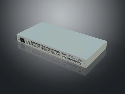 High Performance White Electronic Network Switch With Multiple Ports And Modern Design 3d model
