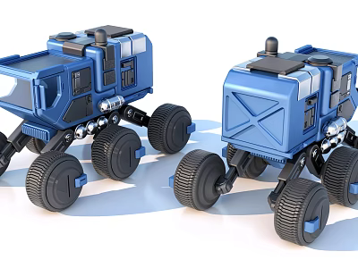 Blue All Terrain Vehicles With Large Wheels And Futuristic Design 3d model