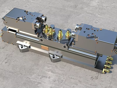 Precision Industrial Mechanical Device With Metal Sliding Rail And Bolt Components 3d model