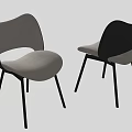 Modern Minimalist Dining Chairs With Gray Black Curved Backrest And Metal Legs