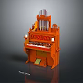 Orange Decorative Organ Instrument With Keyboard Pipes And Classic Design