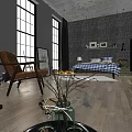 Modern Black Wardrobe With Slatted Doors Hanging Clothes Storage Baskets And Drawers