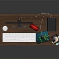 Modern Computer Desk Setup With Monitor PC Case Keyboard And Mouse