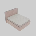 Modern Double Bed With Light Gray Upholstered Headboard And Mattress