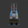 Tugboat Model With Green Deck White Superstructure And Blue Crane 3d model