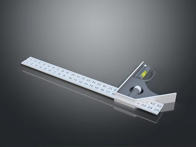 Practical Right Angle Ruler With Scale Marks And Spirit Level For Accurate Measurement Tasks 3d model