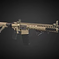 Tan Tactical Rifle With Modern Rail System Magazine And Muzzle Device Design 3d model